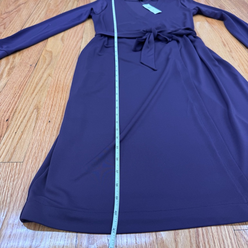 Ann Taylor Long Sleeve V-Neck Wrap Dress Eggplant/Purple Size 6 NWT - Picture 5 of 10
